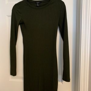 Army green long sleeve dress